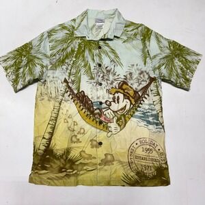 Disney World Disneyland Resort Mickey Mouse Button‎ Up Hawaiian Shirt Men's Med